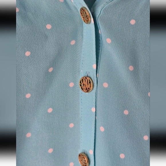 Lilly Pulitzer Elsa 100% Silk Tunic Sz S Popover PolkaDot Blue White Colorful - Picture 7 of 12